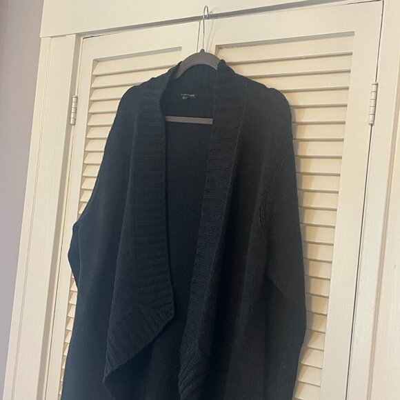 Eileen Fisher open cardigan XL merino wool waterfall grey charcoal - Picture 4 of 14